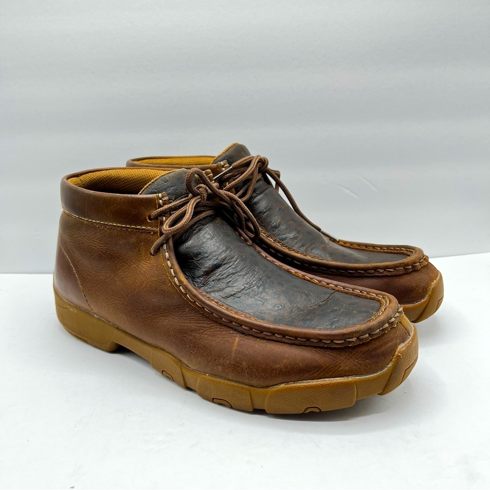 Justin Size 10.5 M Men's Cowhide Leather Casual Shoe Ostrich Vamp Mocs